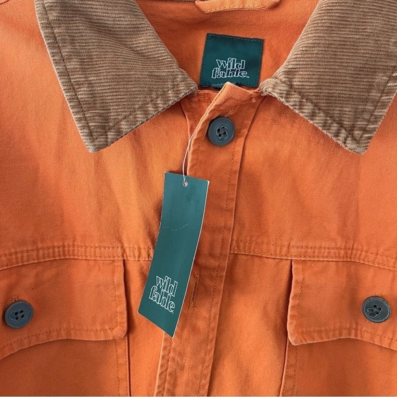 NWT Women' Cropped Canva Surplus Shacket - Wild Fable™ rust with corduroy collar - Picture 9 of 12